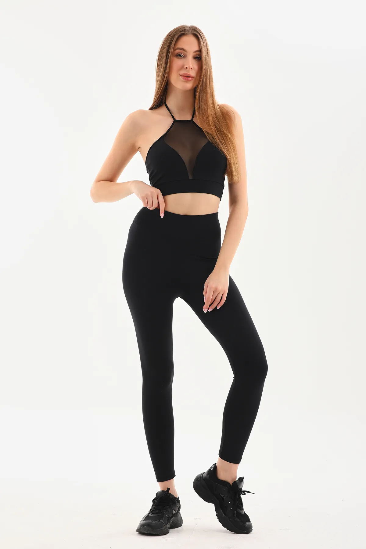 Yüksek Bel Geniş Kemer ile Toparlayıcı Spor Tayt